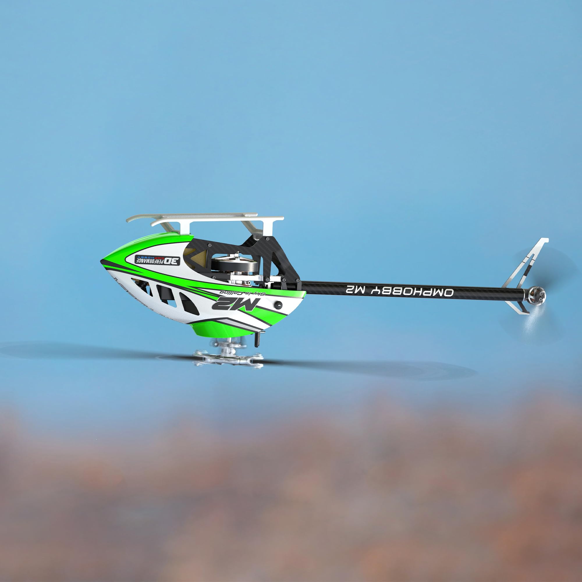 OMPHOBBY M2 V3 Sport BNF Hubschrauber – Hochleistungsfähig mit OFS3+ Flugcontroller, R40X-3 bürstenlosem Motor und ExpressLRS-Empfänger, Professioneller 6-Kanal 3D RC Helikopter für Erwachsene Grun