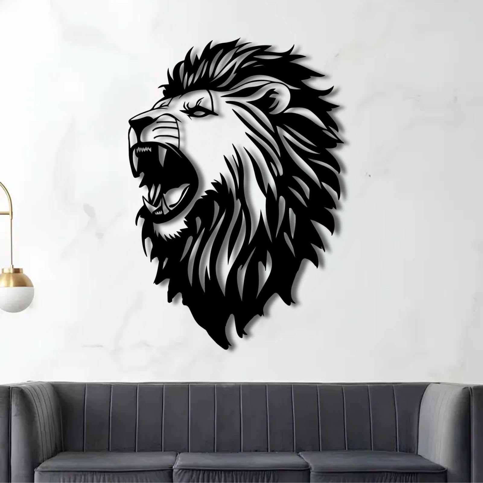 ENJOYOO Lion Head Wall Decor, Lion Head Wall Mount, Metal Wall Art Wildlife, Metal Wildlife Wall Art for Living Room, Bedroom, Outdoor (Black, 24×16in
