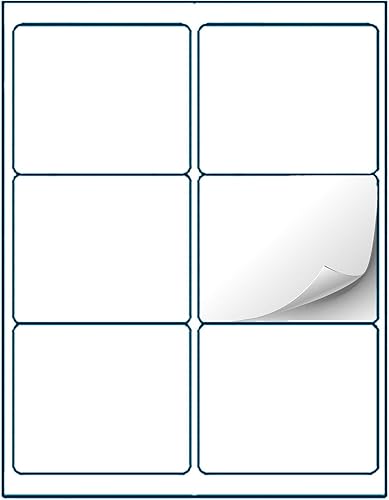 Shop4Mailers 6-Up - Etiquetas de envío autoadhesivas permanentes blancas de 3 13 x 4 pulgadas, calcomanías fáciles de despegar para impresoras láser