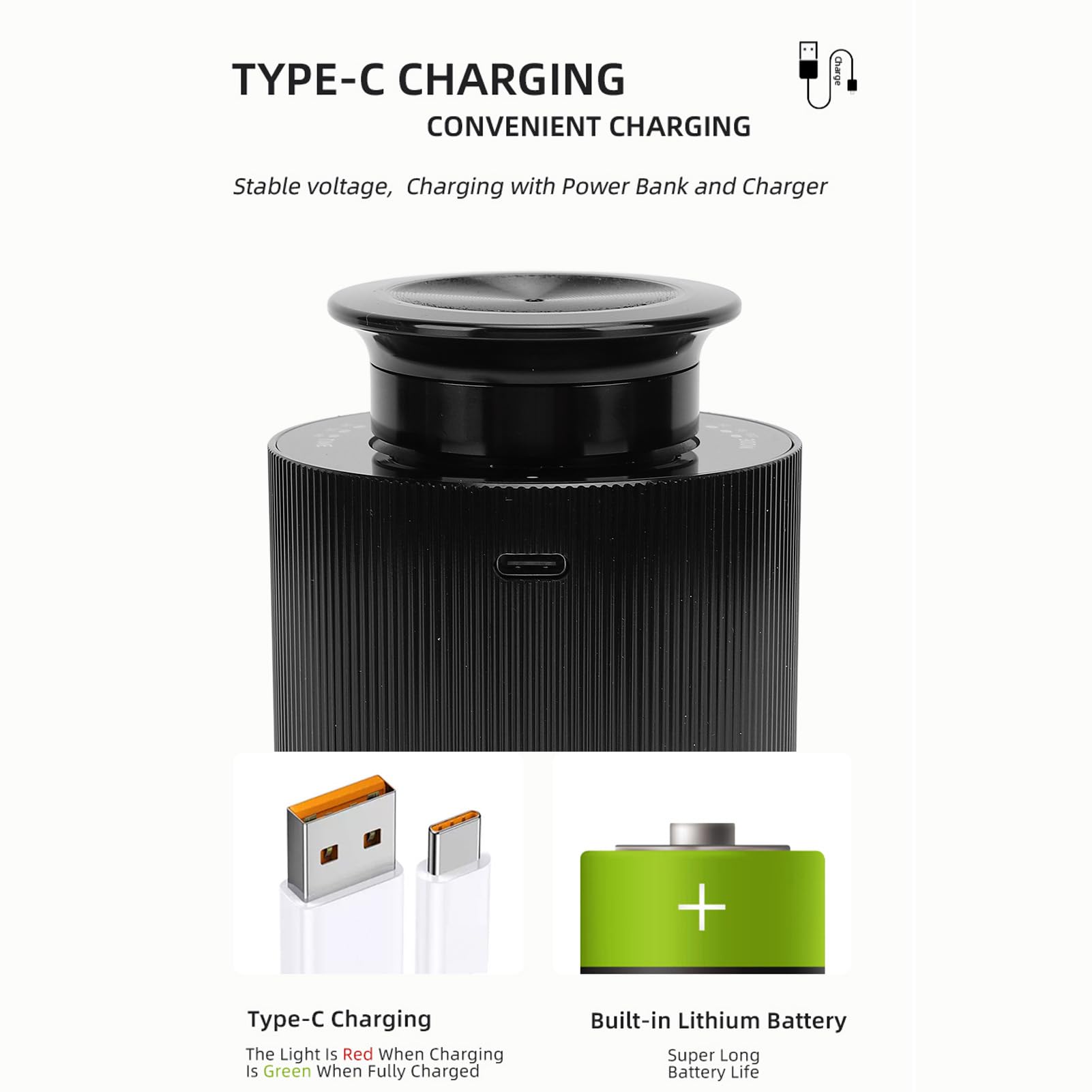 Dyfuzor Zapachowy do Samochodu USB, Dyfuzor do Domu w Samochodzie Czarny 50 m³ Natrysk Pionowy USB Cichy 800 MAH Regulowane Stężenie Zapachu z 3 Biegami Timer Samochodowy Dyfuzor