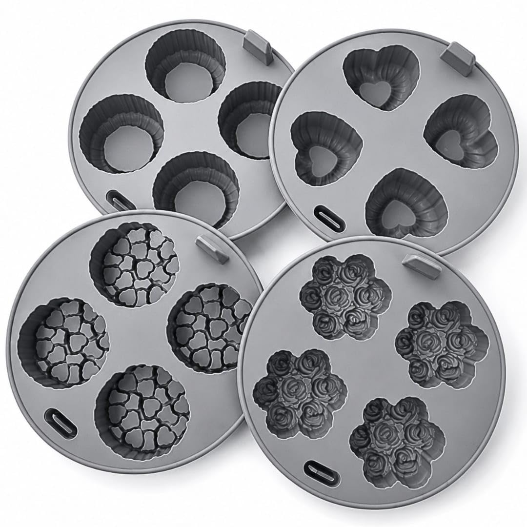 Pack 4 Moldes Silicona Freidora de Aire y Horno Redondos Ø19 cm, – Accesorios Air Fryer Reutilizables con Formas – Moldes antiadherentes sin BPA, Aptos Horno y lavavajillas |