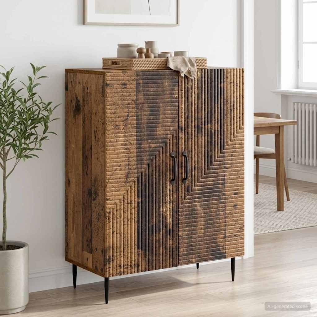Générique Credenza in legno di Ingenierie, 66 x 34,5 x 89,5 cm | Stoccaggio vasellame, porte 90°, piedi in metallo nero, stile vintage, facile da pulire