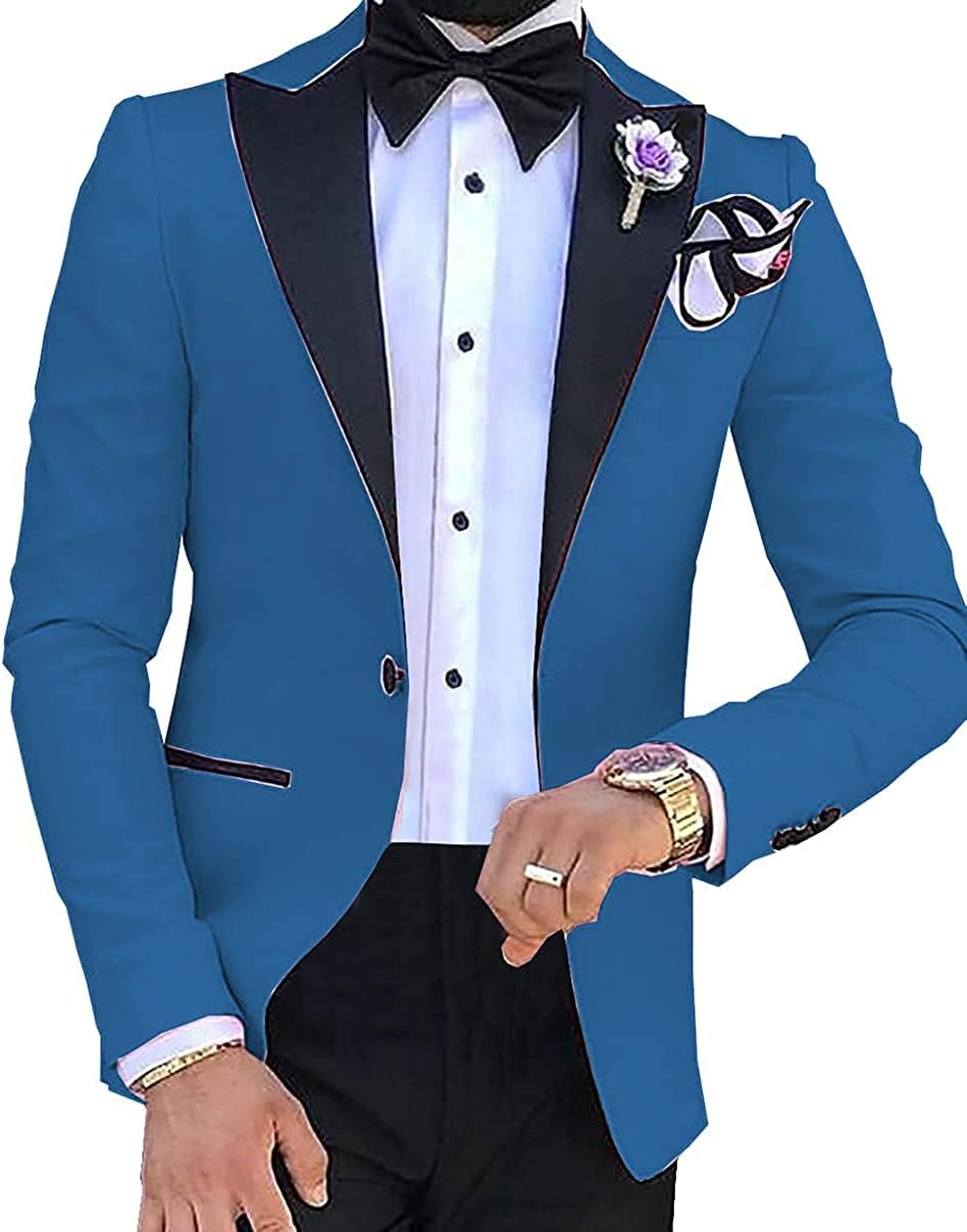 Men's Suit Groom Blazer Slim Fit One Button Sport Coat Casual Black Lapel Blazer Tuxedo Suit Jacket