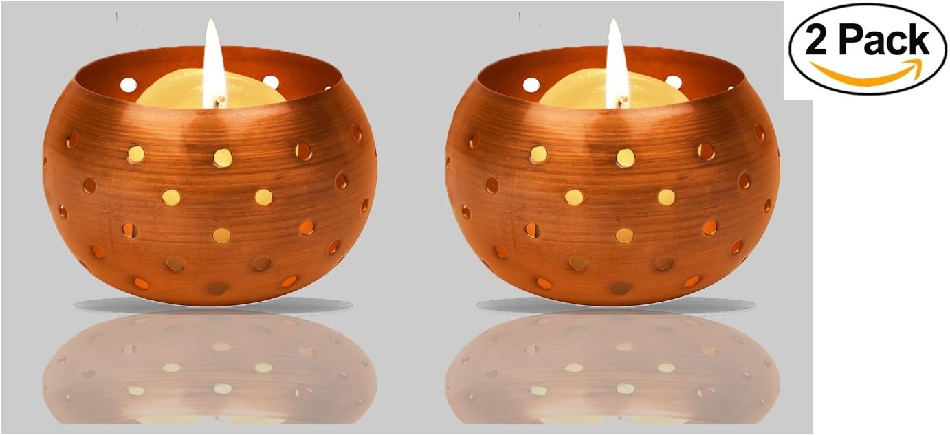 High Quality Copper Tealight Candle Holder Decoration - Aywav ® (2 Pack)
