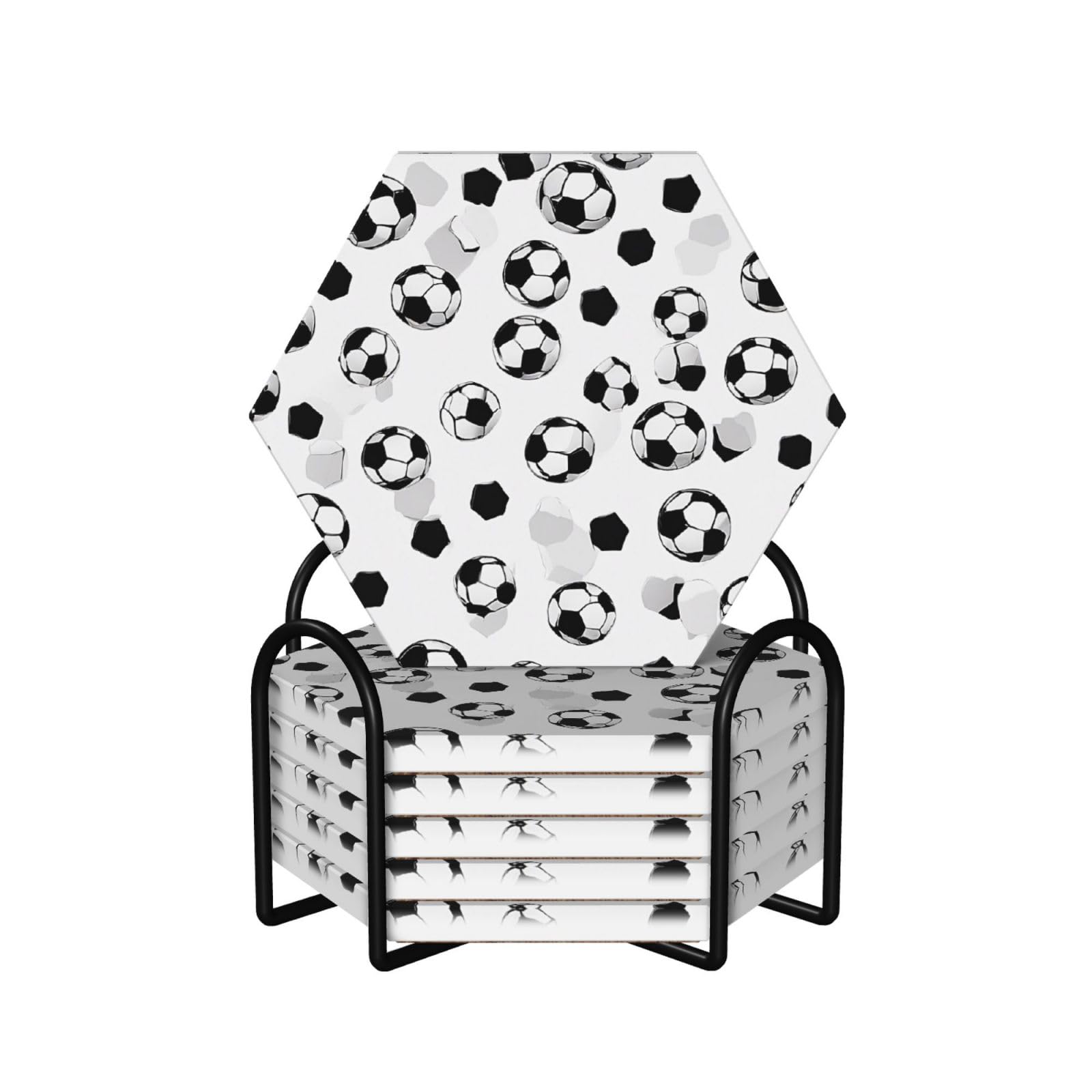 Dessous de verre football céramique antidérapants pour éviter les taches de verre sur vos tables