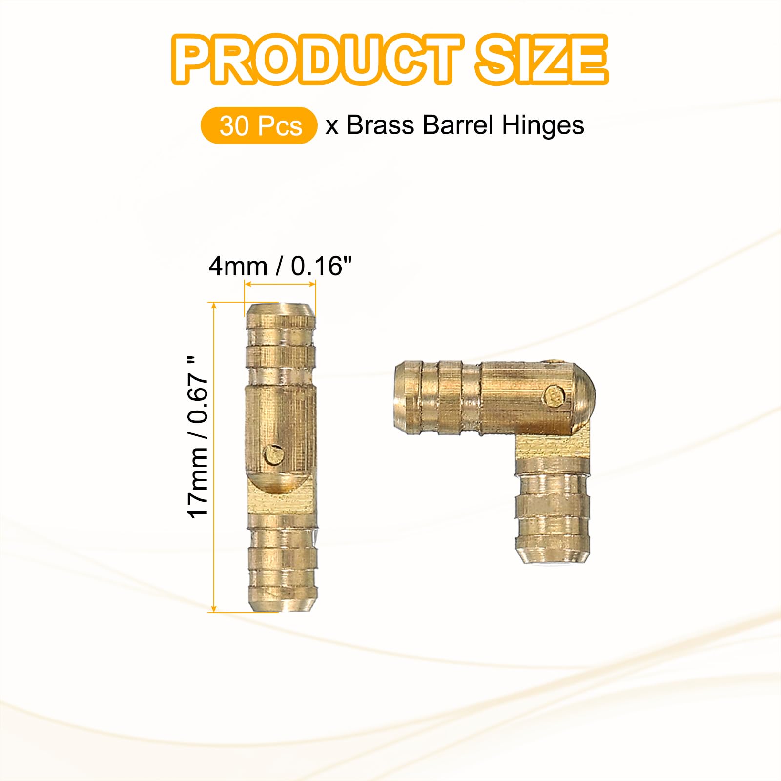 PATIKIL Hidden Brass Barrel Hinges 0.7"x0.16" - Image 2