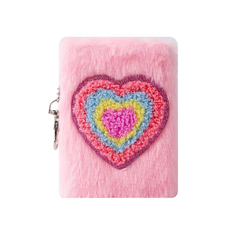 Pink Heart Plush Mini Books, Cute Bean Pocket Notebooks, Portable Diary Notebook Plush Exterior Design for girls and boy (pink)