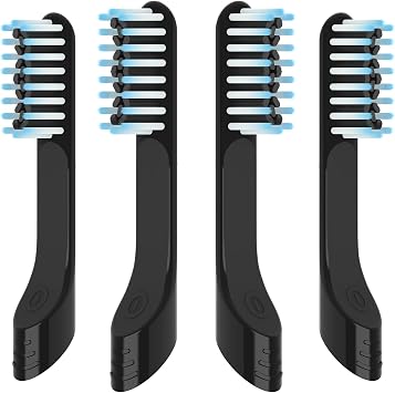 4 Pack Toothbrush Replacement Heads Compatible with Quip Electric Toothbrush, Soft Bristle Adult Refill Toothbrush Heads, Black