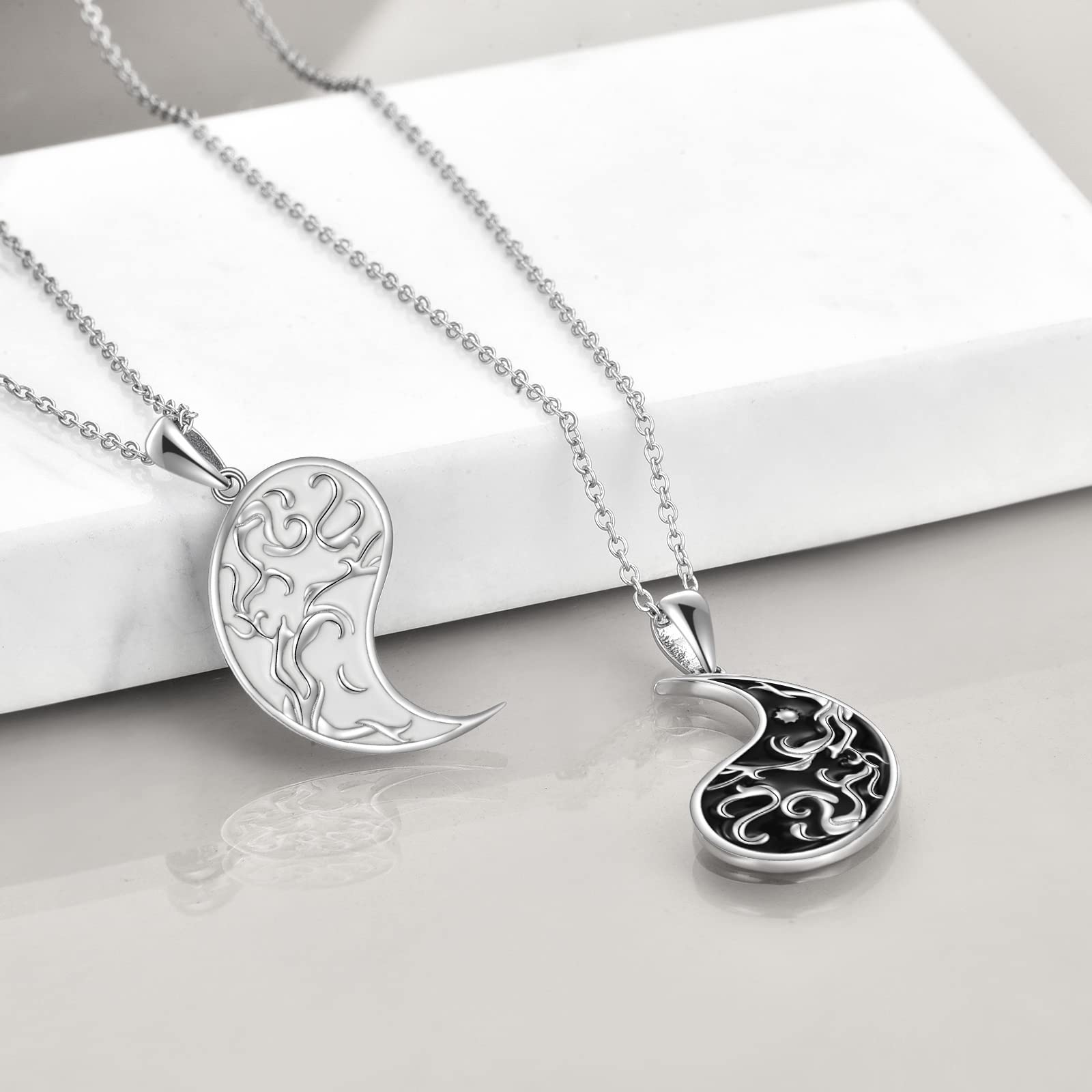 YFN Yin Yang Collana in argento Sterling Albero della Vita Stella Luna Gioielli Regali di coppia per le donne