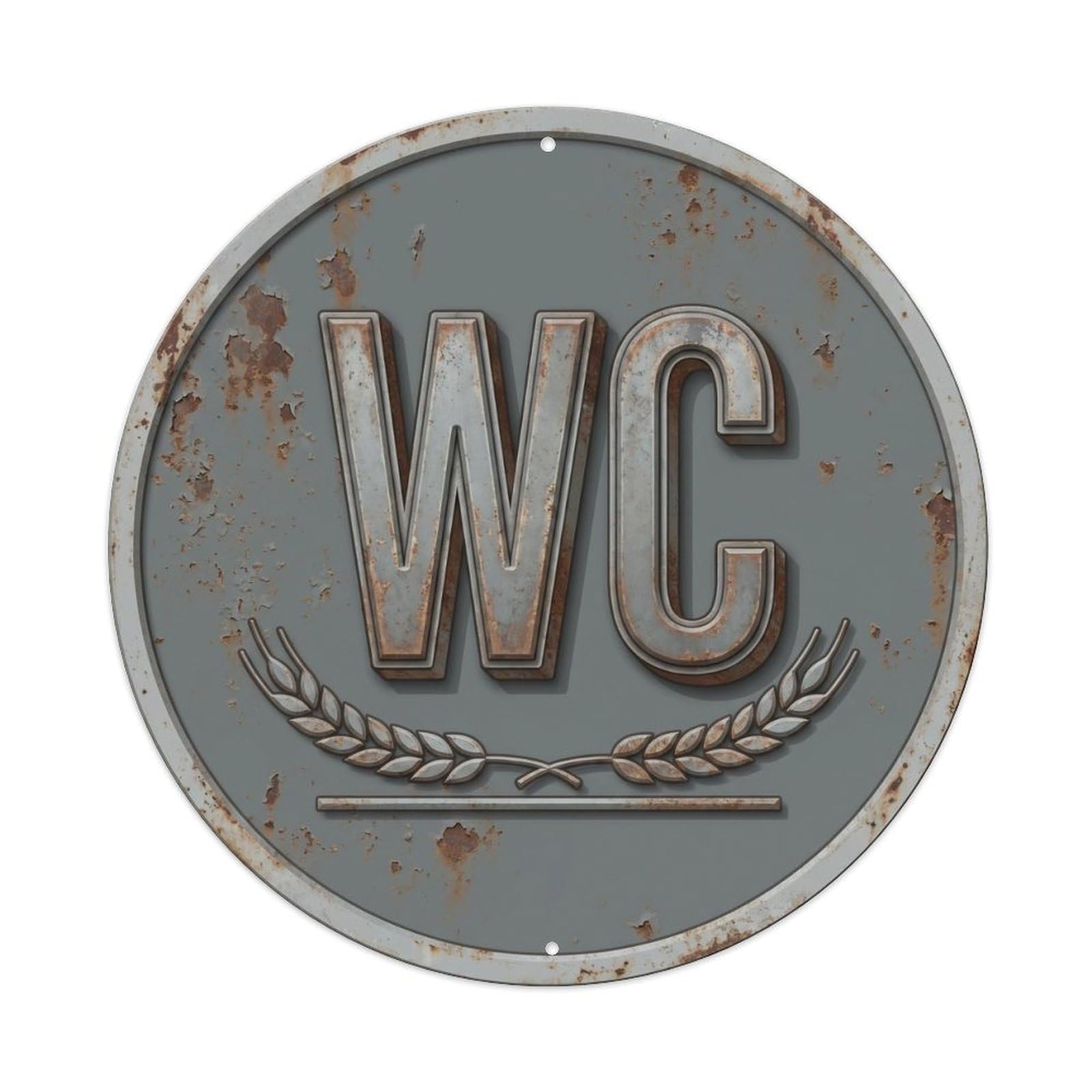 Toilet （WC） Faded Titanium Wall Metal Tin Sign Plaque Wall Decor for Cafe, Club Bar, Office, Home Garden Round Metal Poster 8x8Inch