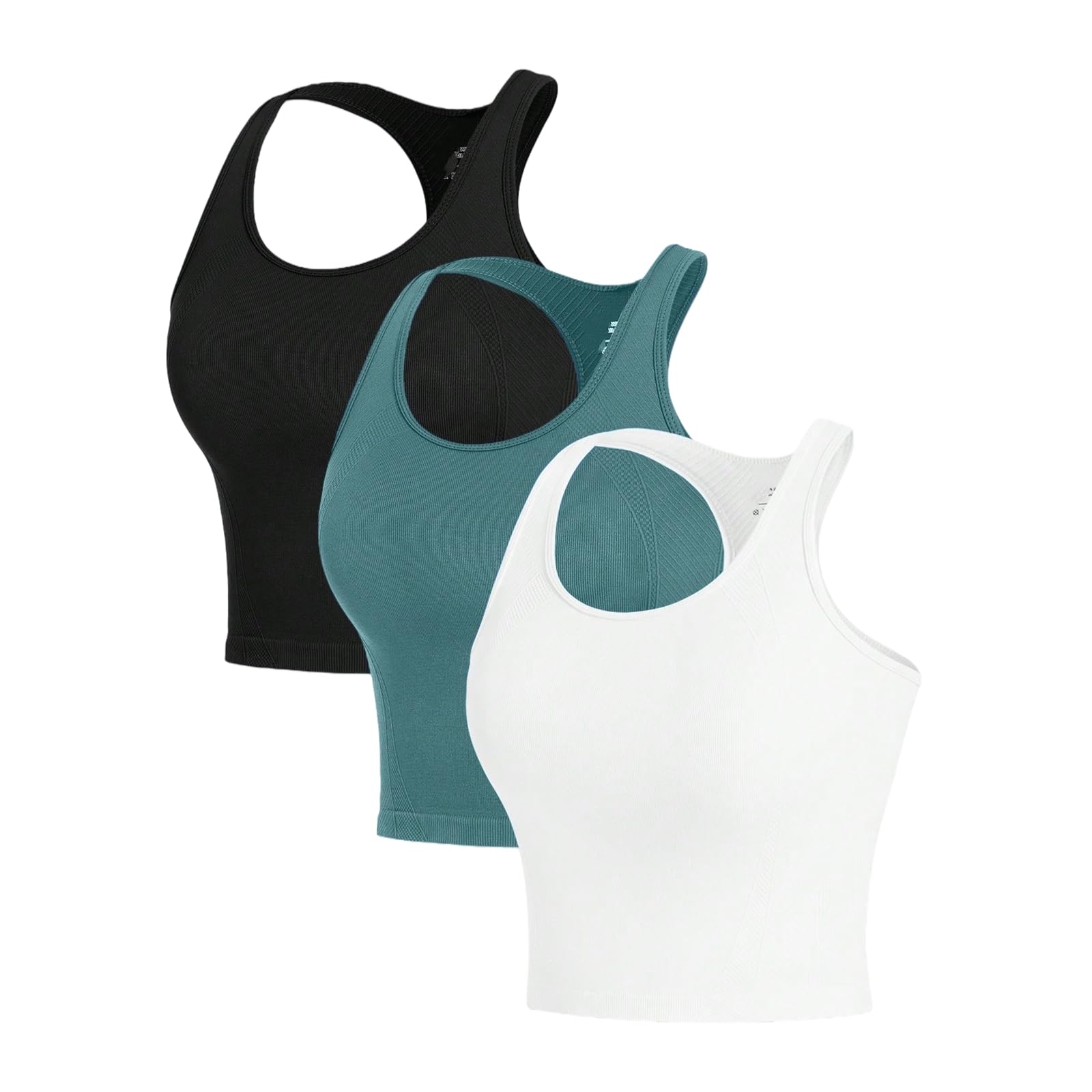 Reggiseno Yoga 3 Pacchetto Donne Racerback Crop Tank Tops Maglia Senza Cuciture Gilet di Allenamento Traspirante Streetwear Sportivi-m- Color1