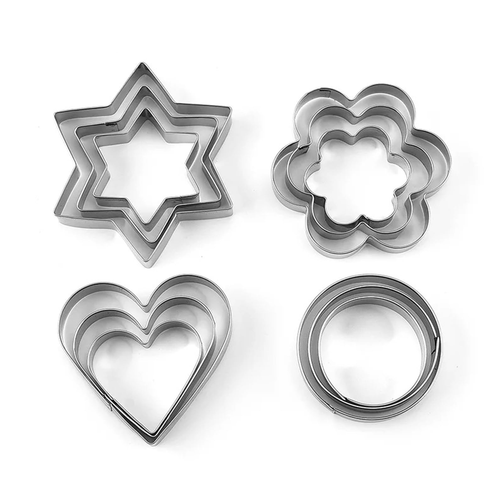 12 Uds cortadores de galletas de acero inoxidable flores corazón círculo estrellas molde for hornear DIY moldes for hornear cortador de galletas fruta huevo molde