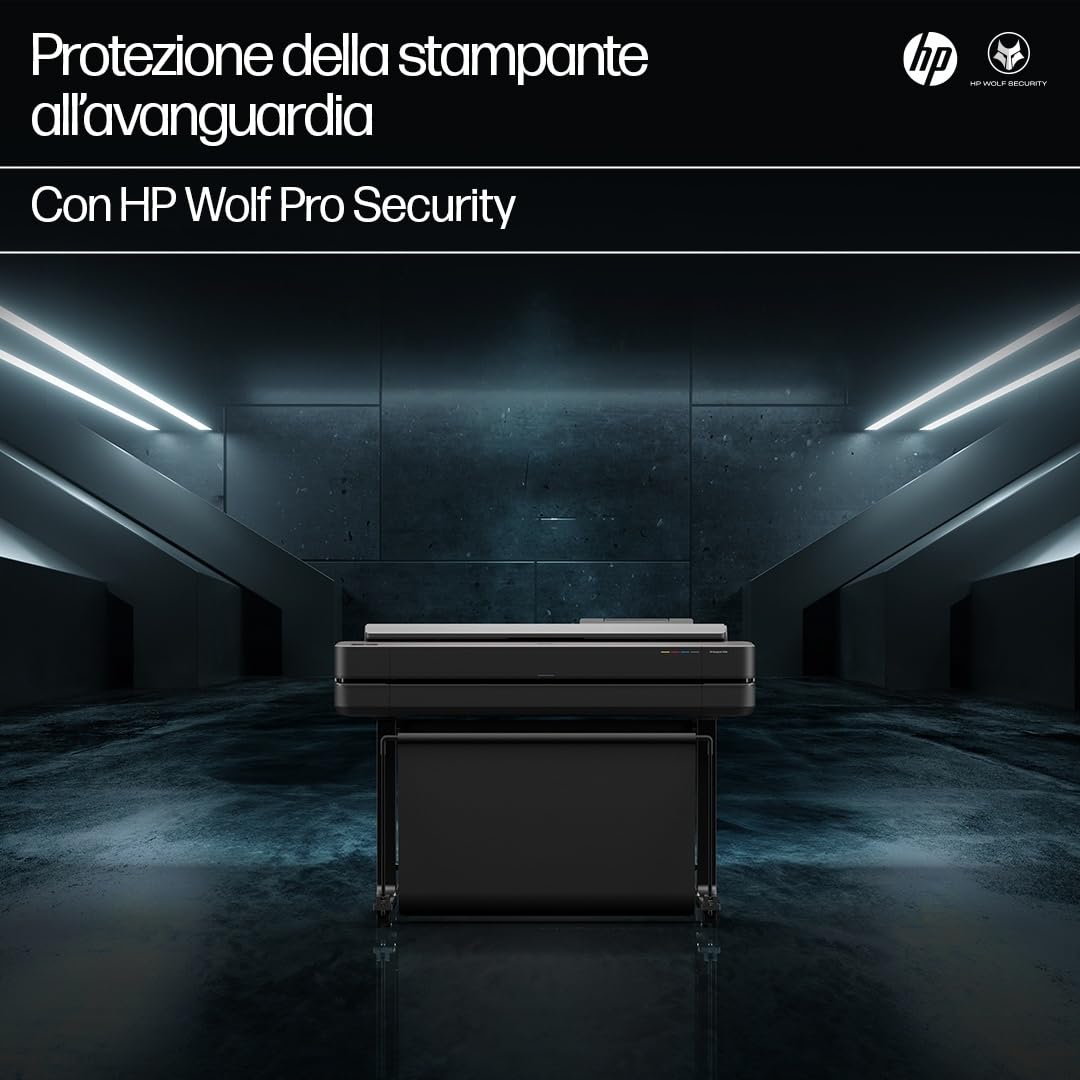 HP DesignJet T630 Stampante Grandi Formati 91 cm 5HB11D, A4-A0, 76 Pagine A1/h, Gigabit Ethernet, USB, Wi-Fi, Nero