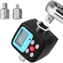 Digital Torque Adapter, Digital Torque Wrench 1/2  with Adapters 1/4" 3/8", Sound Light Alarm Function High Accuracy 4 Torque Units Backlit Display, Protective Case, for Motorcycle Repairs 200Nm