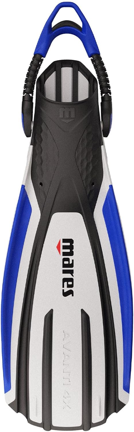 Mares Unisex Avanti 4X Open Heel Scuba Diving Fins | Bungee Straps & 4-Channel Blade | Lightweight High-Thrust Snorkeling Flippers for Travel & Cold Water