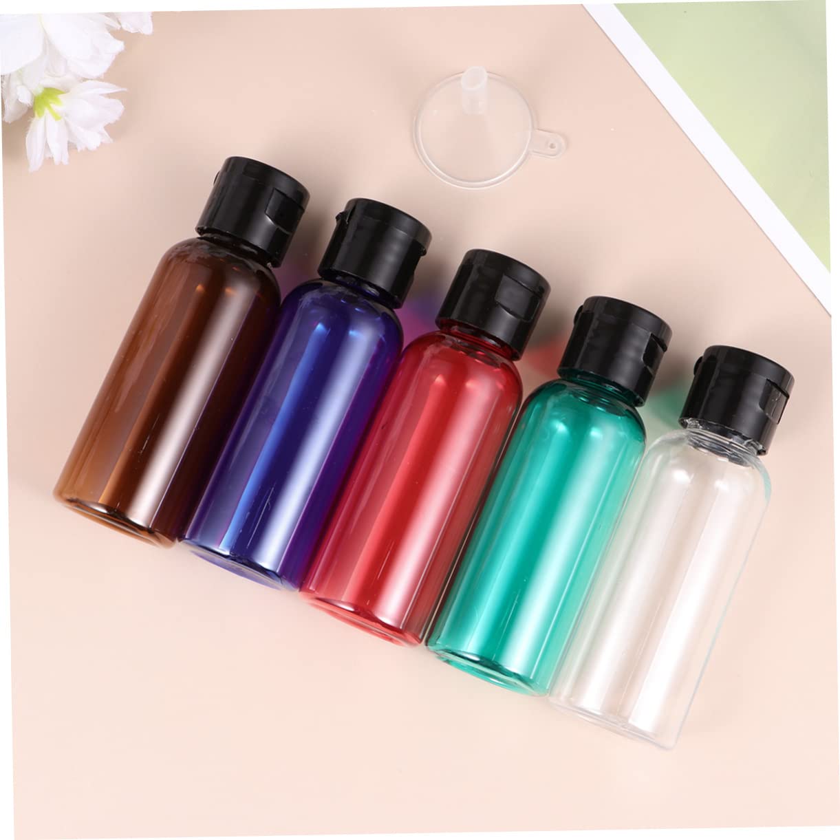 Housoutil 30pezzi Bottiglie Ricaricabili Per Viaggio Contenitori Vuoti Pratici Rosso Verde Marrone Blu e Trasparente Per Gel e Lotion