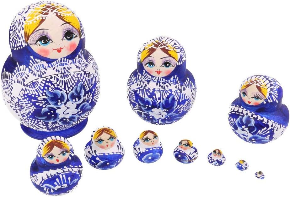 10PCS Wooden Painted Flowers Nesting Dolls