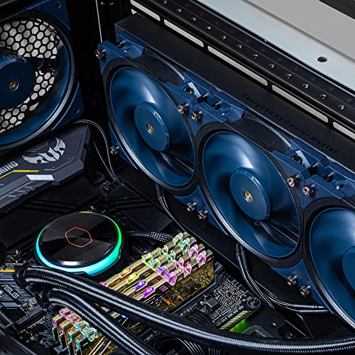 Cooler Master Mobius 120 OC Ventilateur de Boîtier - Design Ring Blade (PWM), Sélecteur de Vitesse, Double Roulement à Billes & Moyeu en Métal (max. 88.1CFM, 4.75mmH2O, 39.3dBA)- Bleu Foncé & Noir