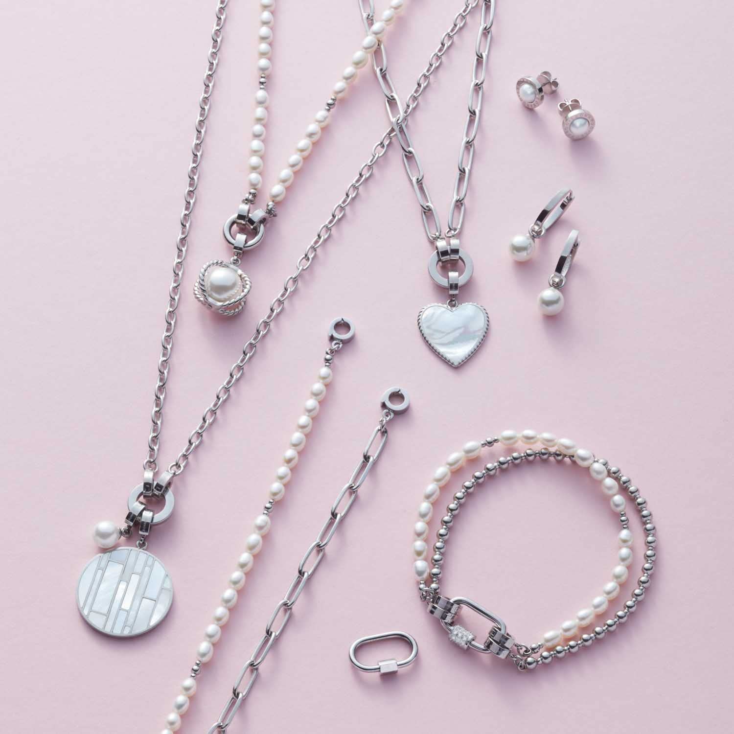 JEWELS BY LEONARDO Halskette Clip & Mix Paola • Erbs-Kette aus silberfarbenem Edelstahl • klassische Basic-Kette mit Ring zum Einhängen von Charms • 70 cm Länge • Geschenk Damen Schmuck • 022148