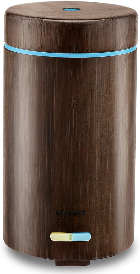 URPOWER Real Bamboo Essential Oil Diffuser Ultrasonic Cool Mist Aromatherapy Diffuser for Essential Oils with Adjustable Mist Mode，Waterless Auto Shut-off for Home Office Living Room Study Yoga Spa