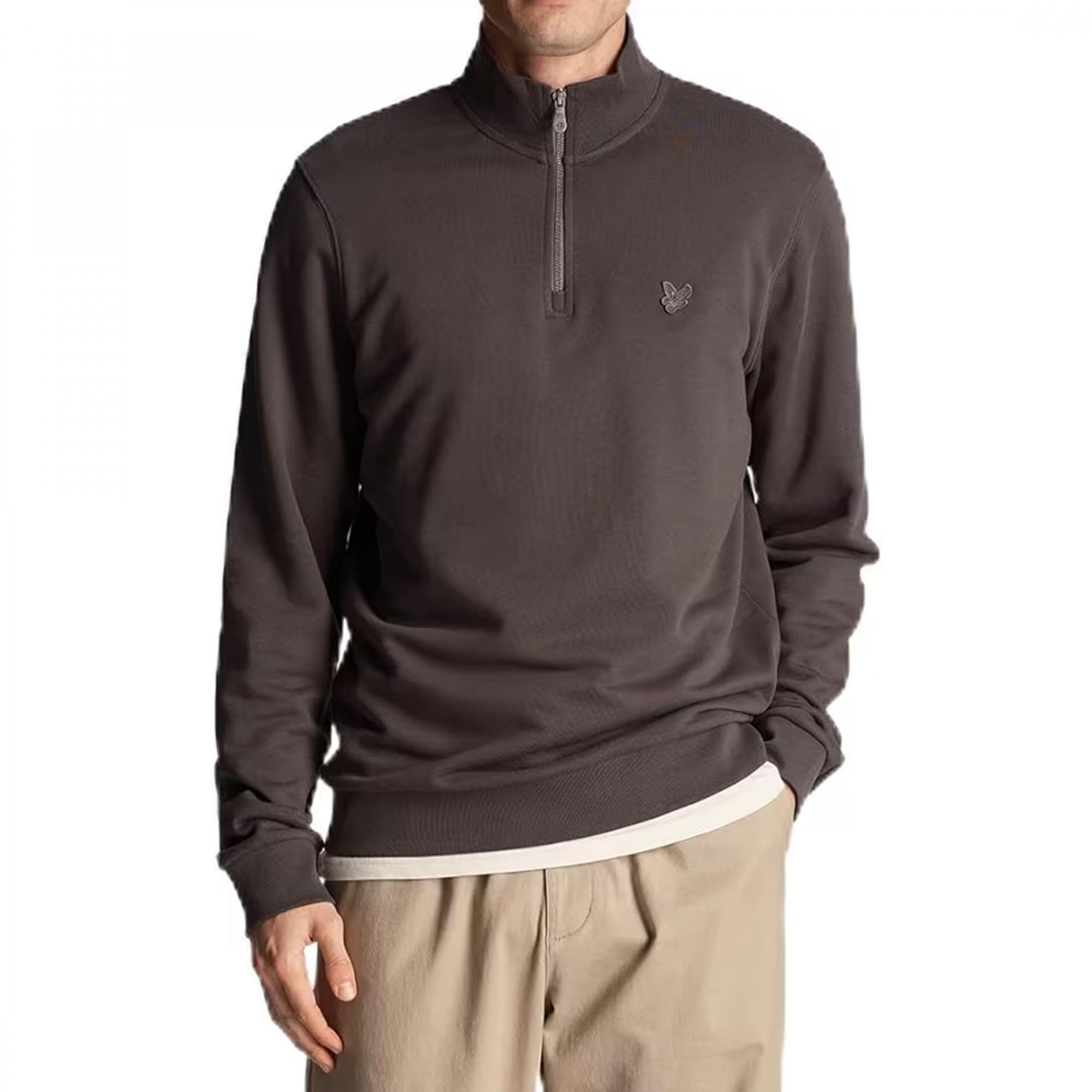 Lyle & Scott Tonal Eagle 1/4 Zip Sweatshirt Gunmetal M