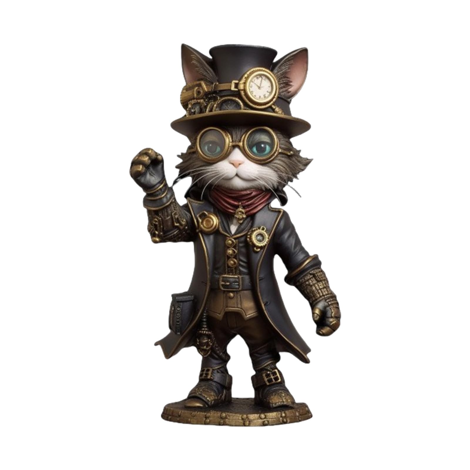 Hangsu Acrylic Miniature Victorian Inventor Cats Figure Ornament Handcrafted Resins Sculpture For Halloween Home Decors Gift Giving Miniature Steampunk Cats Model