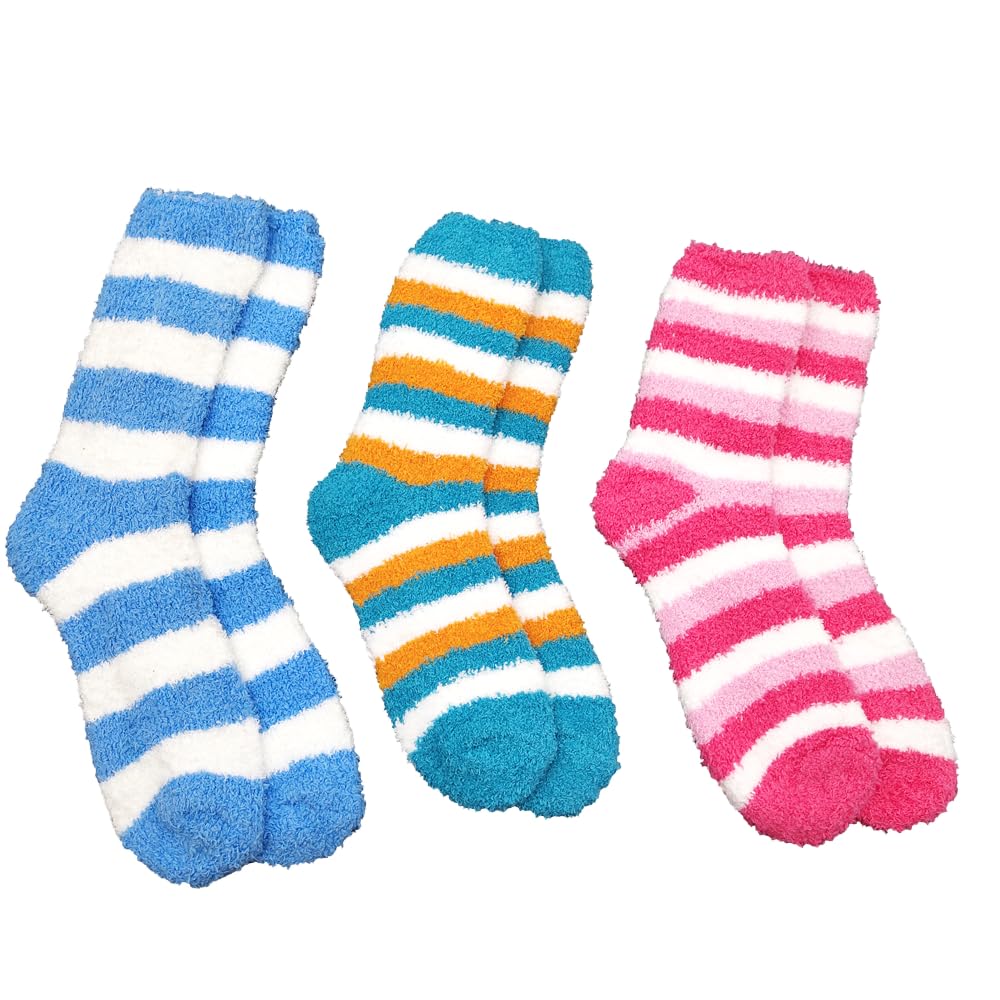 Soft Feather Socks for Women & Girls, Winter Warm Cozy Fuzzy Slipper Socks, Without Thumb (Multicolor Pack of 3)-image-34