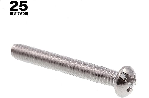 Miniatura 3 de Prime-Line 9003702 Tornillo para máquina, cabeza redonda, ranuradoPhillips Combo, #8-32 X 1-14 pulgadas, grado 18-8 acero inoxidable, paquete de 25