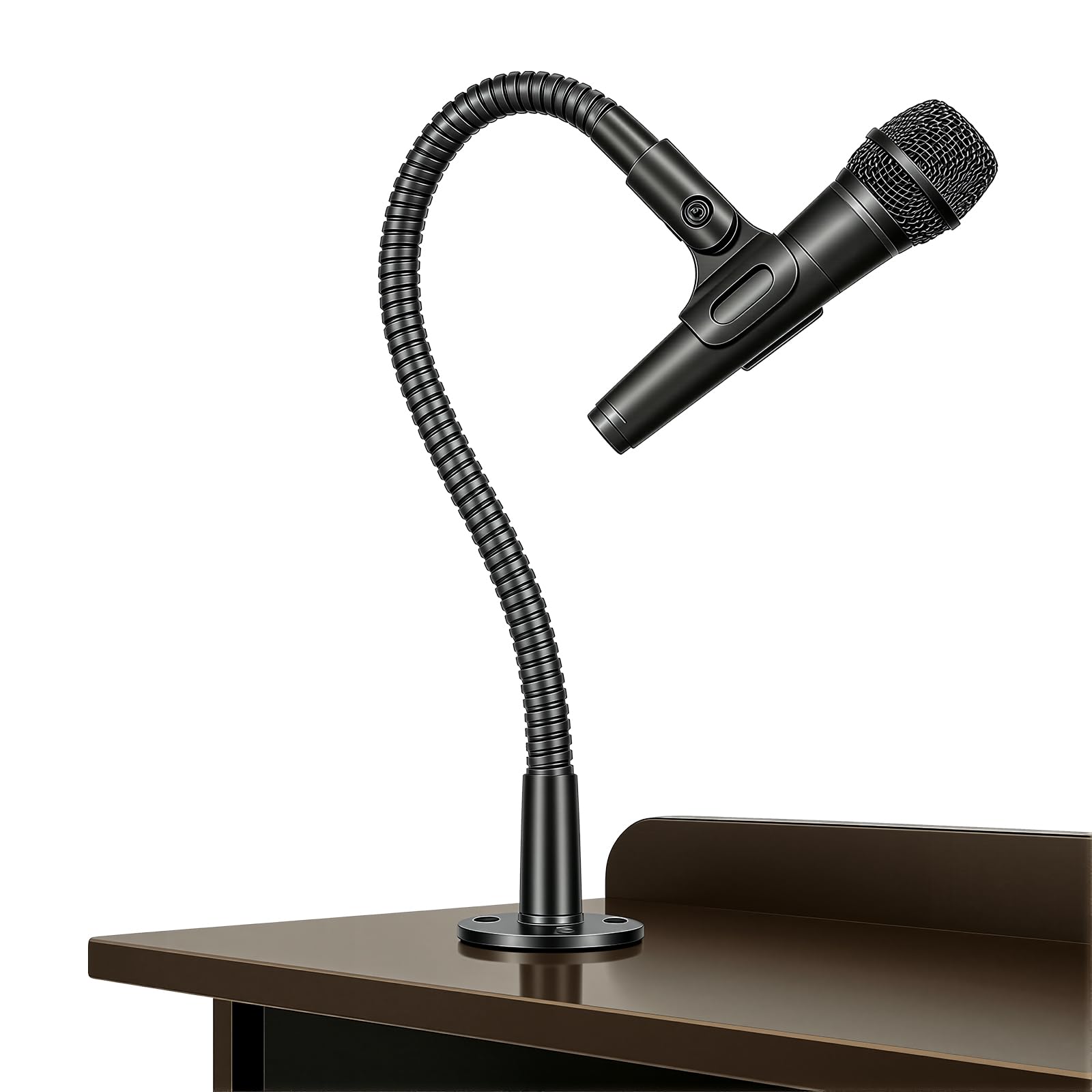 TMS-189 - Braccio per microfono da 33 cm, flessibile, a collo d'oca, con base di montaggio, per tavolo, pareti, podio, podcasting, streaming, radio Broadcast Studio, TMS-189