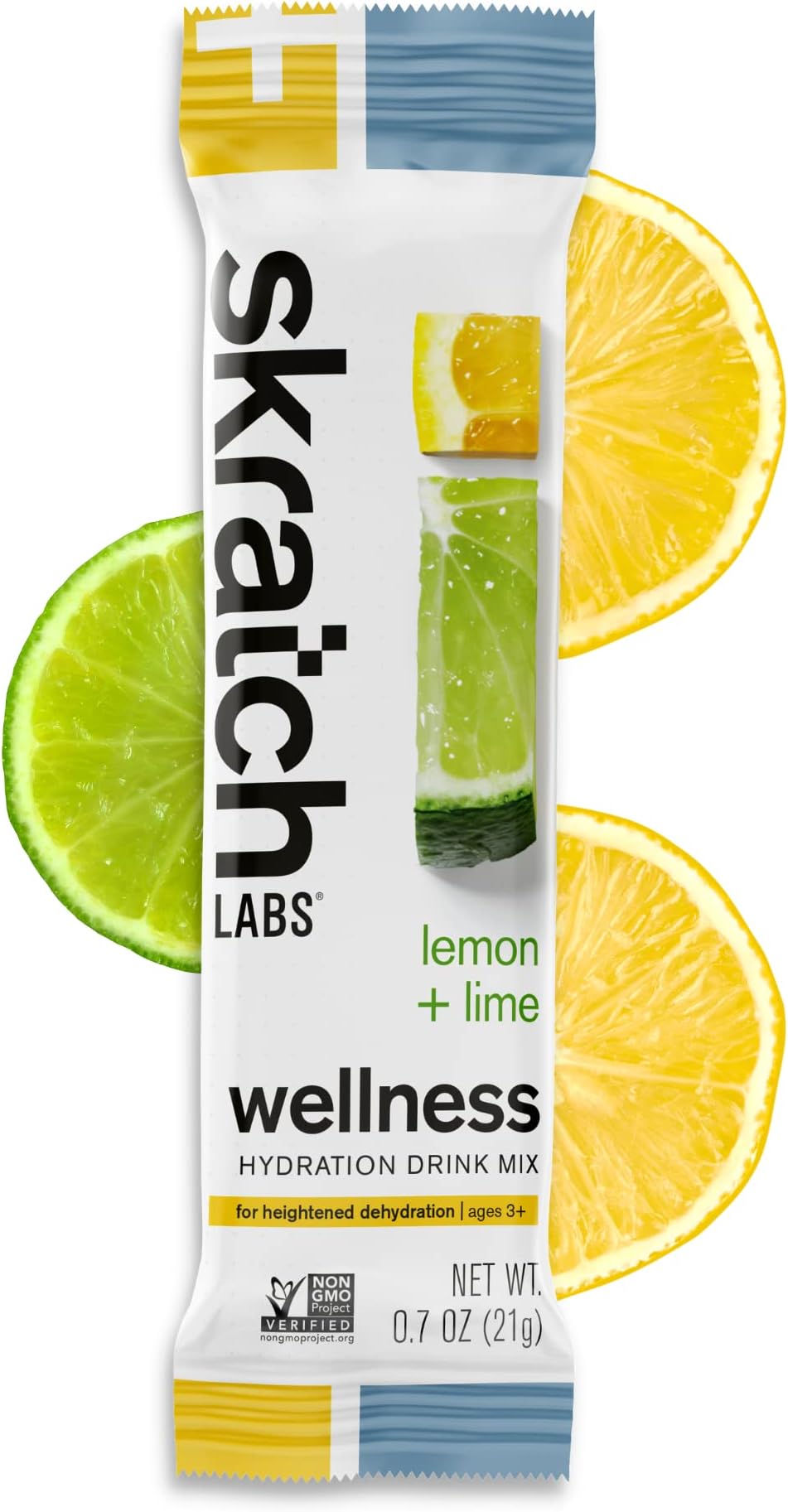 SKRATCH LABS Wellness Hydration Drink Mix, Lemon and Lime (8 Pack Single Serving), Oral Rehydration Solution, ORS, Vegan, Non-GMO, Gluten Free, Dairy Free, Kosher