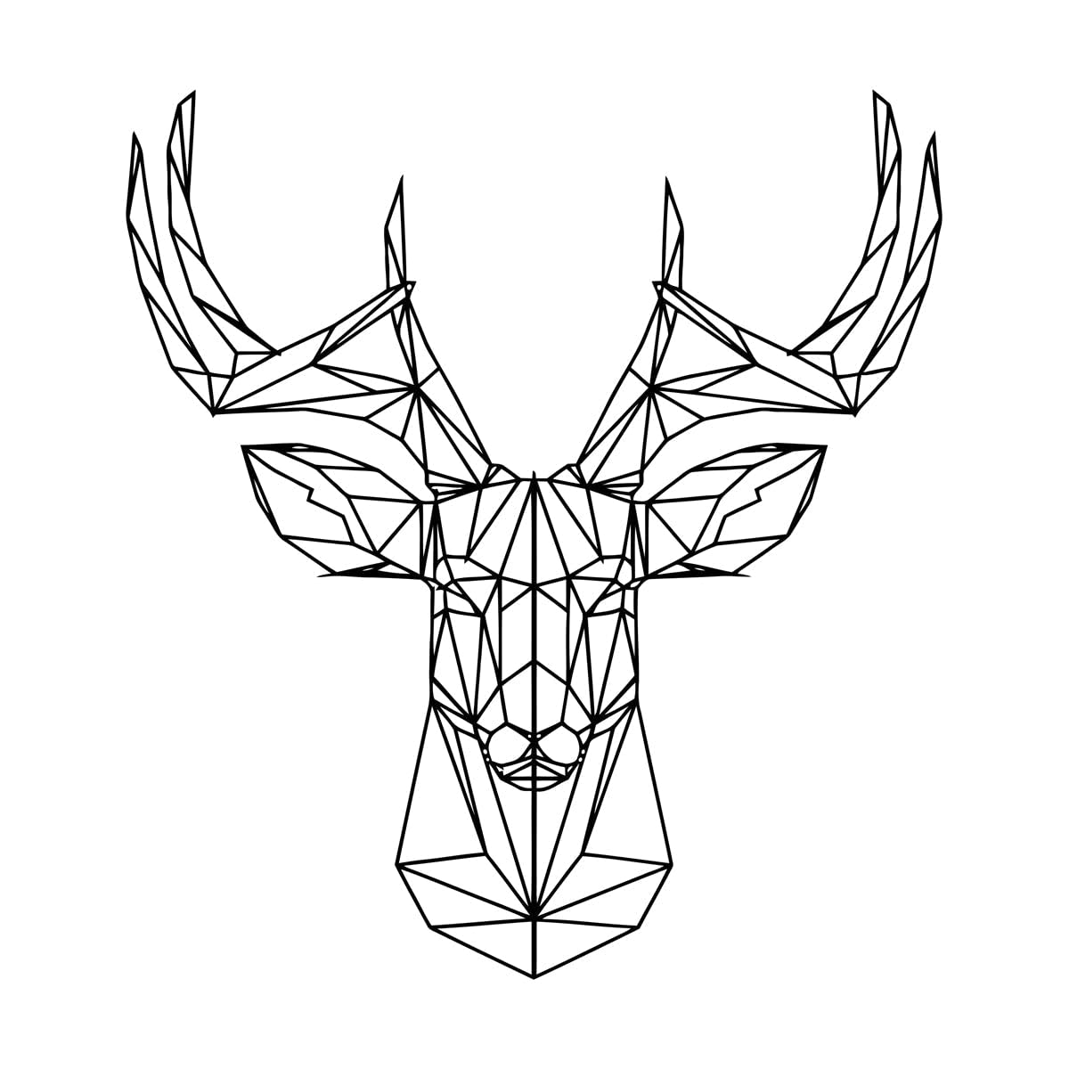 Geometric Deer Head Decal Deer Antlers Hunting Wall Decal Origami Vinyl Sticker Animal Wall Decor Stylish Deco Extra Large - 78x84cm โ image 1