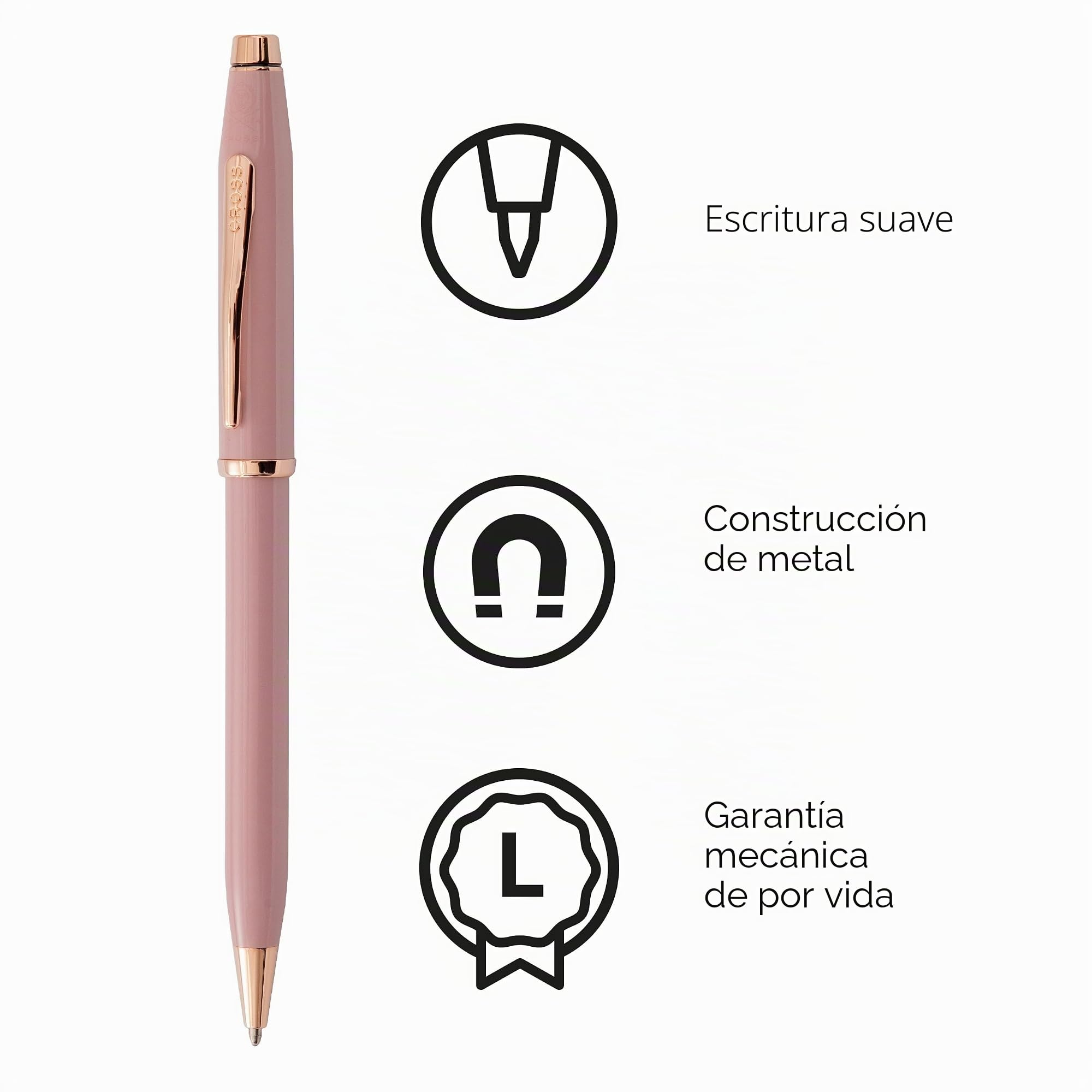 Cross Century II - Bolígrafo (trazos M, tinta negra, incluye caja de regalo), color rosa y rosa
