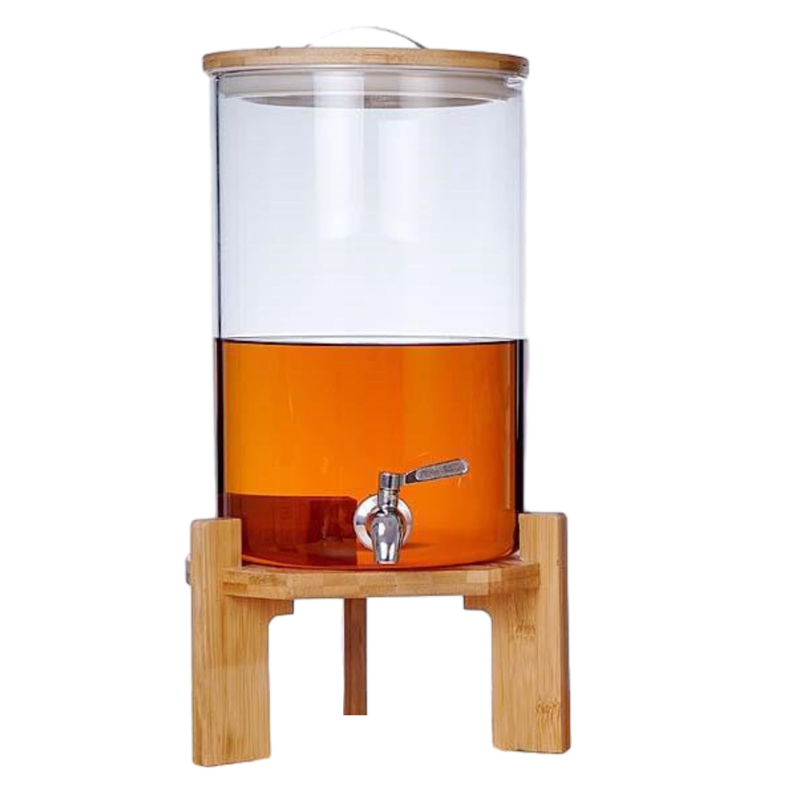 Distributeur de boissons en verre et bois noble avec robinet en acier inoxydable