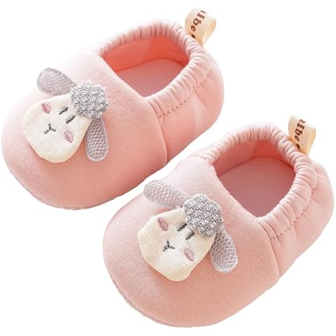 KARUNEL Baby Booties Cotton Soft Cute Sheep Cartoon Non-Skid Shoes for Infant Boys Girls Pink 12-18 Months Cover