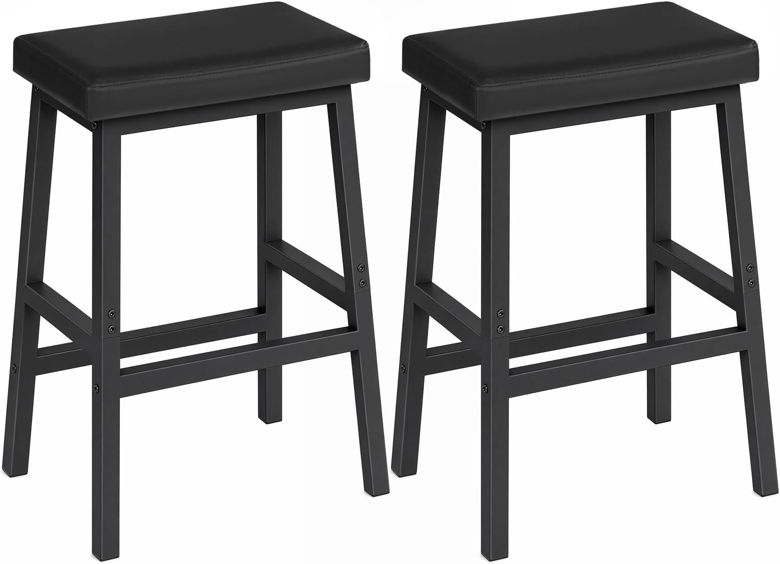 HOOBRO Black High Bar Stools, High Bar Chair Set of 2, Bar Leather Chairs with Footrest, High Stool Chair for Kitchen Counter, Easy to Clean, Suitable for Dining Room, Black EBB01MD01