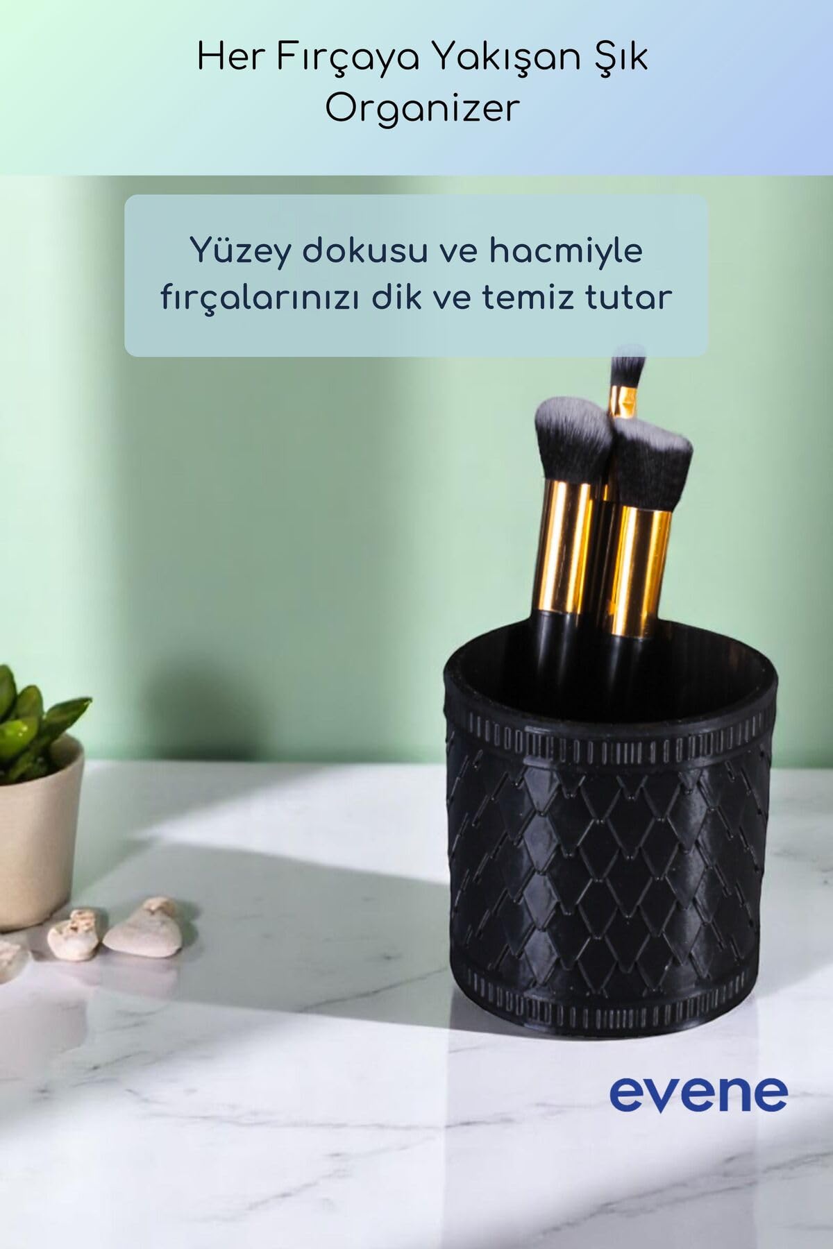 Evene Makyaj Organizeri Makyaj Fırçalığı Makyaj Organizer Düzenleyici Siyah Renk Model 87, ev.makyajorganizeri.m87