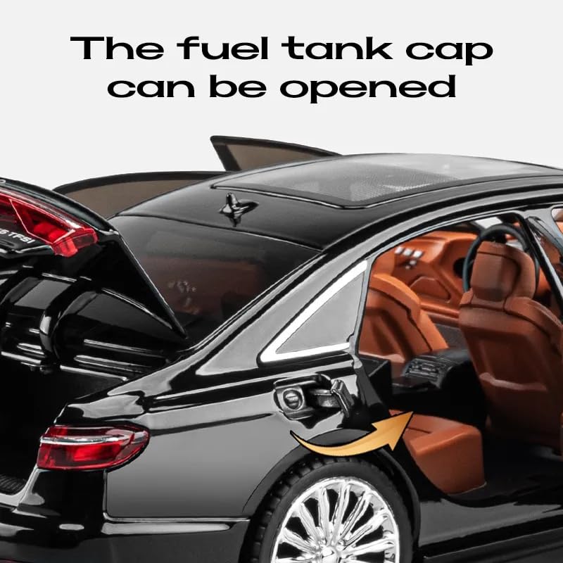 Image of 1 /24 Big Audi A8 Toy Car Metal Pull Back Diecast Car with Openable Door and Sound Light, Gifts Toys for Kids【 Black 】