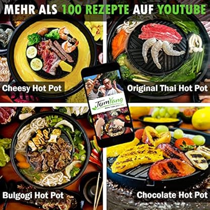 TomYang Hot Pot – Der Original Thai Grill, Designed in Germany, Schweizer Antihaftbeschichtung, mehr als 100 Anleitungsvideos & Rezepte. Korean BBQ, Hotpot, Mookata Thai Hot Pot Topf – Bild 5
