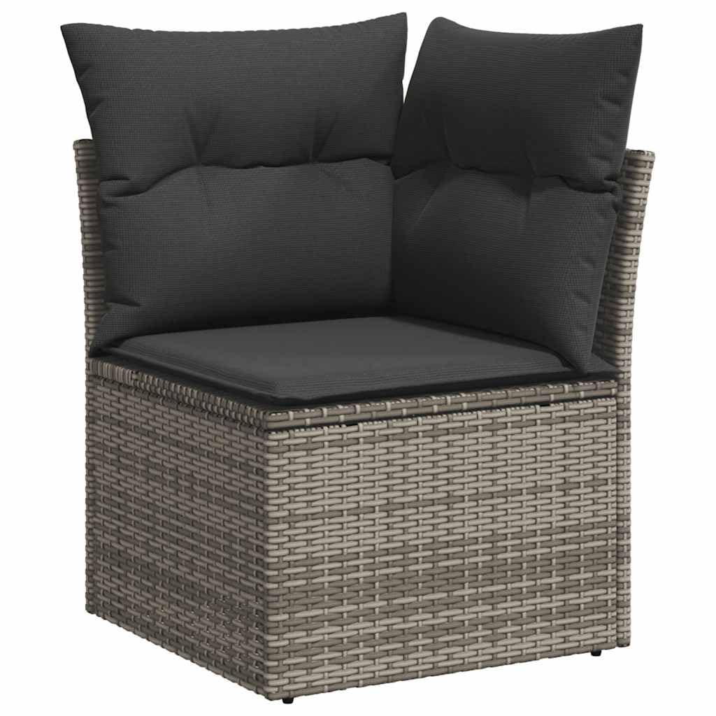 Set Divani da Giardino 7 pz con Cuscini Grigio in Polyrattan Resistente al Sole e agli Agentiti Atmosferici per Relax, Pranzo, Conversazione, Veranda, Patio e Balcone