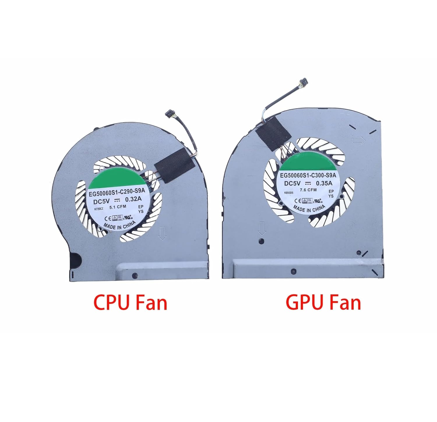 Laptop CPU GPU Cooling Fan EG50060S1-C290-S9A EG50060S1-C300-S9A DC5V 0.35A 4Pin ，Compatible for Alienware ALW13E 13 R3 R4 Component(Color: Right and Left)