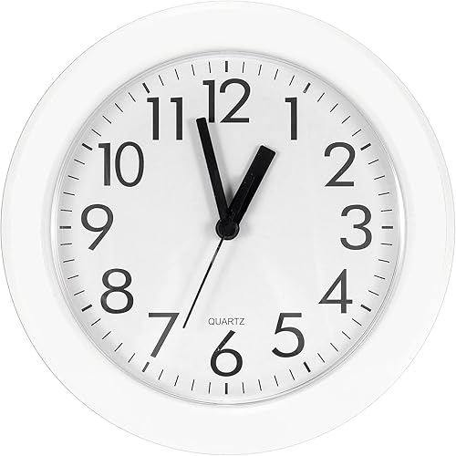 PATIKIL Reloj de pared de 8 pulgadas, funciona con pilas, silencioso, sin tictac, redondo, para oficina, dormitorio, decorativo, color blanco