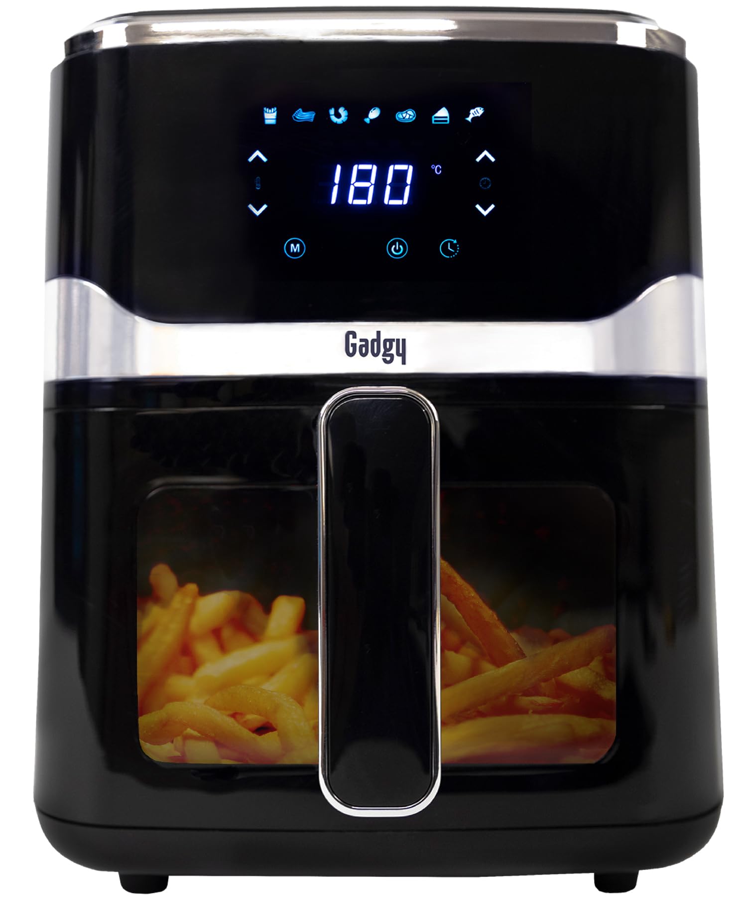 Gadgy Freidora de Aire caliente 5L con Ventana – Airfryer sin Aceite 1400W – Revestimiento antiadherente – Temperatura ajustable 80°C a 200°C – Pantalla táctil digital