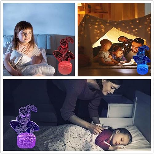 Miniatura 3 de Lámpara LED de ilusión 3D, luz nocturna para niños, 16 colores cambiantes al tacto y control remoto, superhéroe, regalos de Navidad para niños y