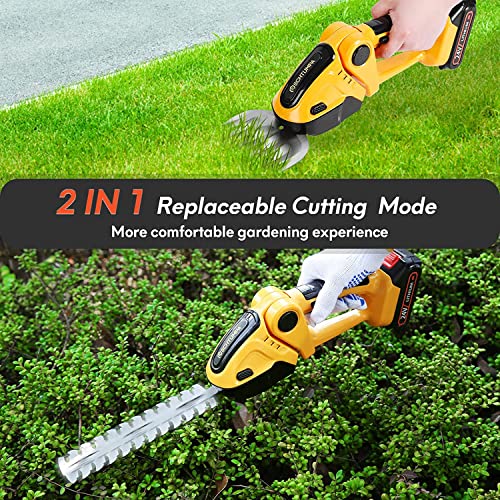 Schtumpa 24V 1260-Rpm Cordless Grass Shears, 2-In-1 Mini Hedge Trimmer Cordless, Handheld Grass Trimmer Cordless, Electric Bush Trimmer Cordless, 2 Batteries And Charger Included #TOP1