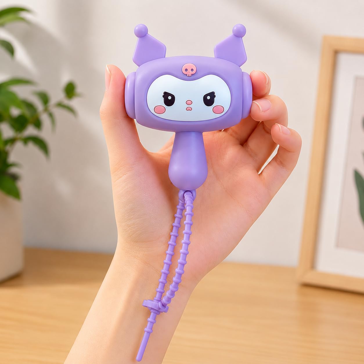 Cute Cartoon Bunny Squeaky Squeeze Toy, Soft Silicone Kawaii Hand Press Stress Relief Toy with Beaded Hanging Strap, Portable Bag Charm Keychain for Kids, Teens & Adults-image-6