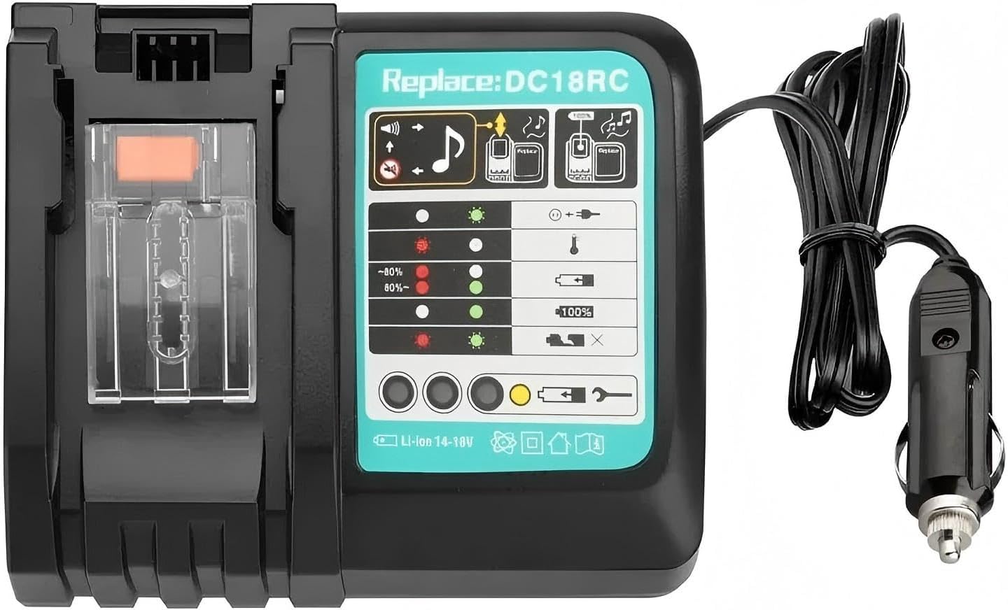 DC18RC Rapid Car Charger for Makita 14.4V-18V Battery, Portable Mini Fast Charging with Cigarette Lighter Plug, use on Car, for Battery BL1840B BL1820 BL1815 BL1860 (Batteries not Included)