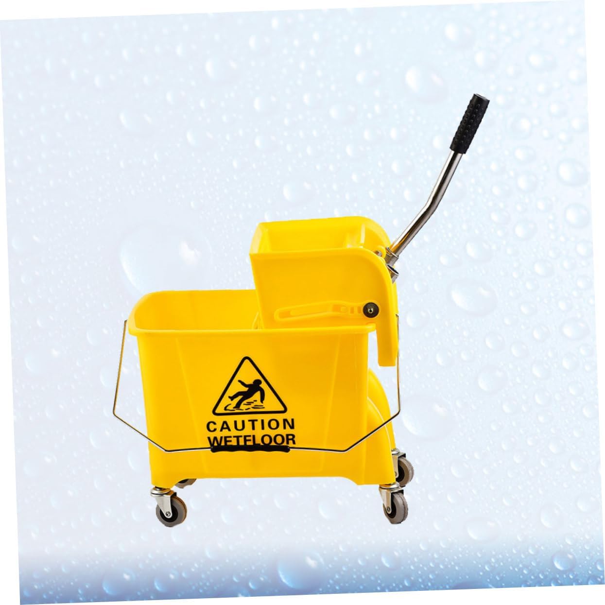 PartyKindom Mop Bucket Wheels with Side Press Durable Yellow Commercial Mop Cleaning Accessory Smooth Rolling Casters for for Use