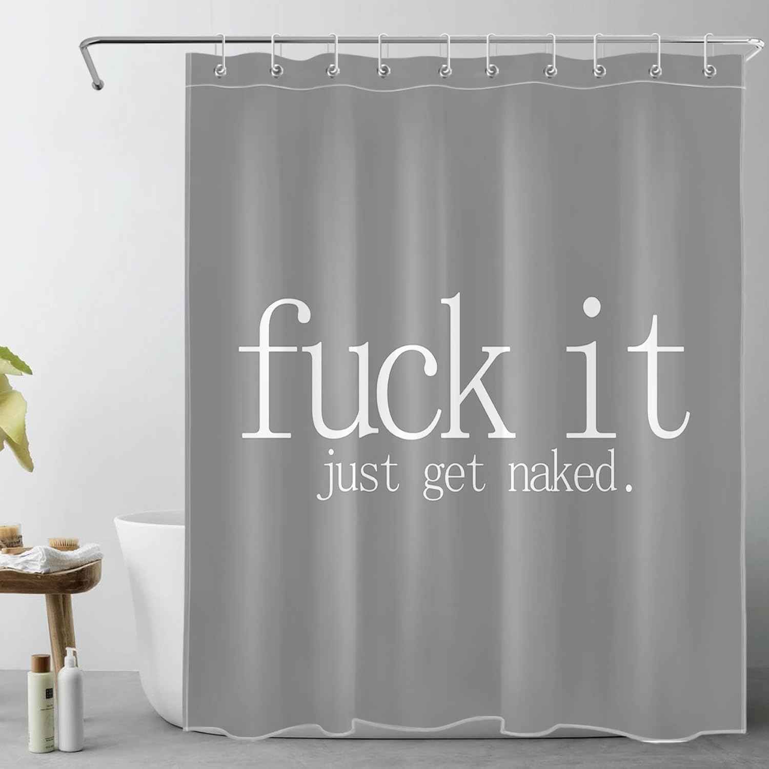 LB Get Naked Shower Curtain Black and White Font Quotes Funny Get Named Shower Curtain,Bathroom Set with Hooks 72x78 inch Waterproof Polyester Fabric Bath Curtain