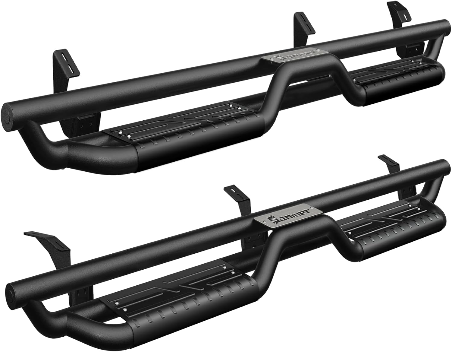Sanooer Tacoma Running Boards for 2005-2023, Not for 2024, 6 Inches Tacoma Side Steps Double Cab 4 Doors Step Bars Bolt-on Steel with Two Stairs Design Carbon Steel Pair Sets, Painted Black