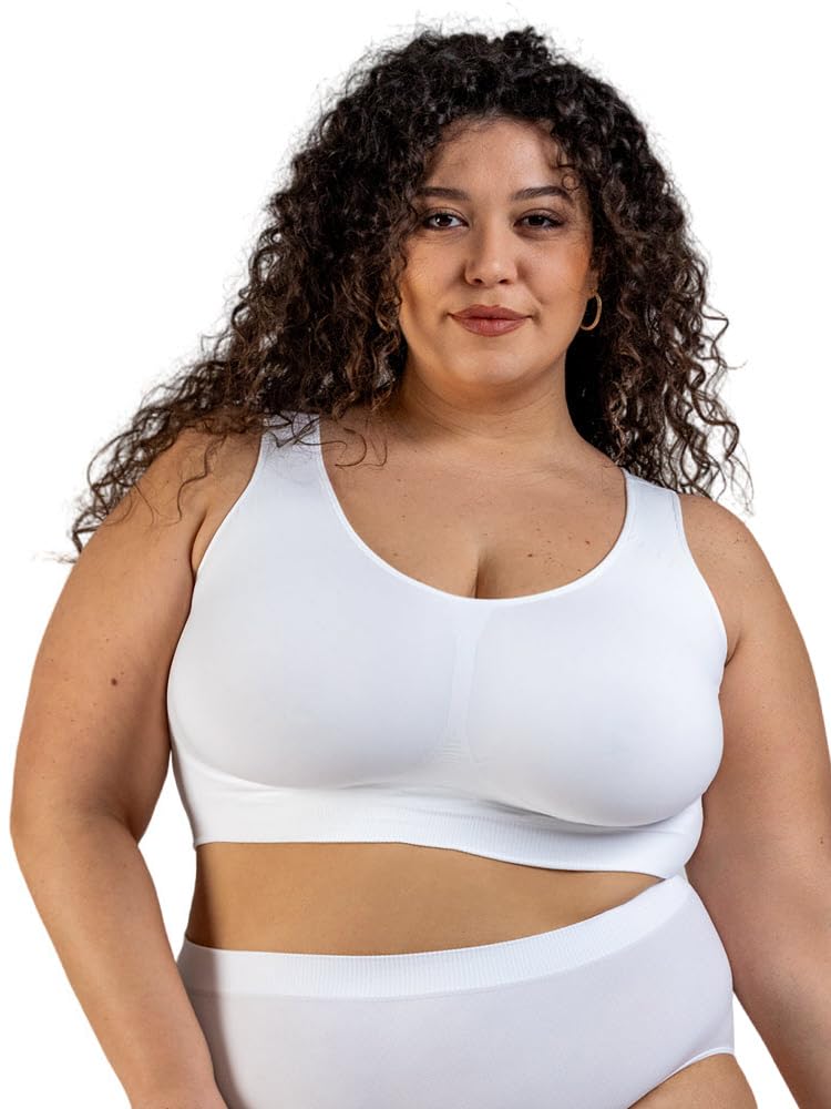 Plumpy Reggiseno Taglie Forti Donna Senza Ferretto con Sostegno | Fascia di compressione che da sostegno senza ferretto, schienale alto, spalline larghe. Sottoseno 85-135 cm. Made in Italy